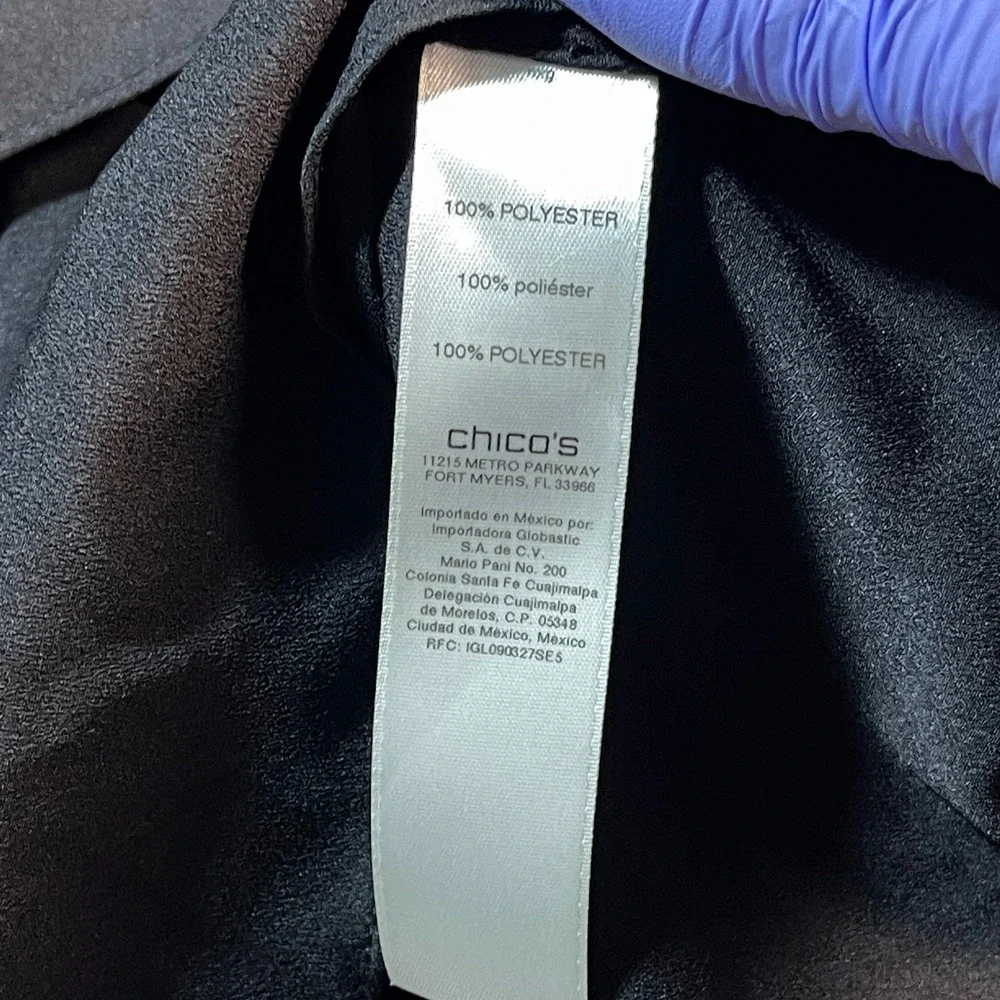Chico's Criss Cross Hem Tunic 3/4 Sleeve Fashion Top Black 3 Women's Minimalist - Picture 13 of 15